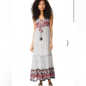 Anthropologie raga Red and Black Maxi batik maxi Dress boho